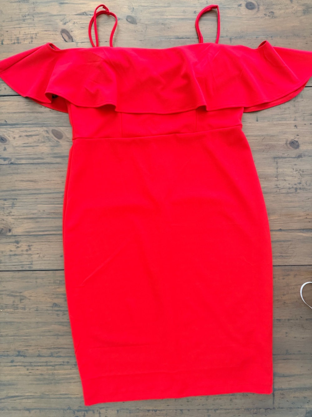 Red Party Dress | Off Shoulder Spaghetti Strap Bodycon Dress | Size 16